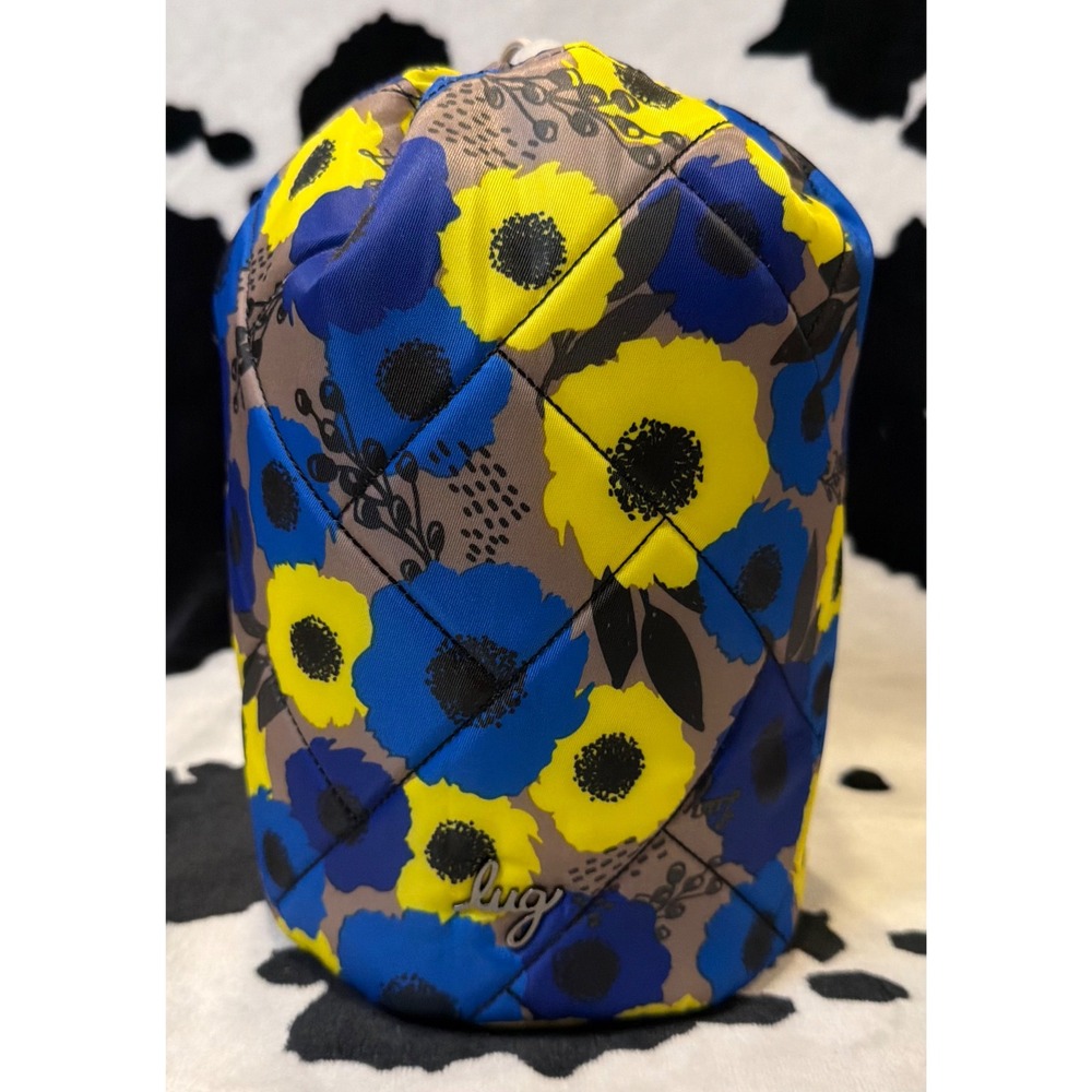 Lug Tumbler Peony Blue Floral Quilted Drawstring Water Bottle Holder Sleeve NWT